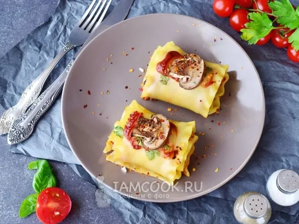 Фото готового блюда: Постная лазанья с грибами