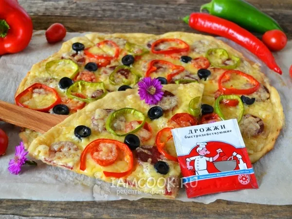 Фото блюда: Пицца на дрожжевом тесте в духовке