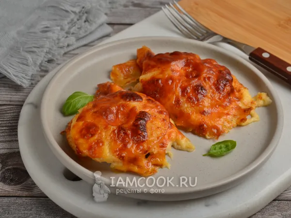 Фото блюда: Мясо по-французски из курицы с ананасами