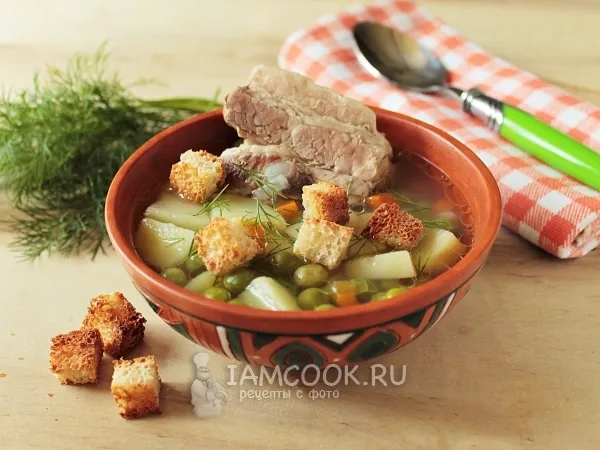 Фото блюда: Суп с замороженным горошком и свиными рёбрышками