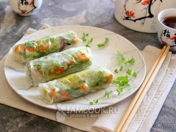 Фото блюда: Спринг-роллы с фунчозой и креветками