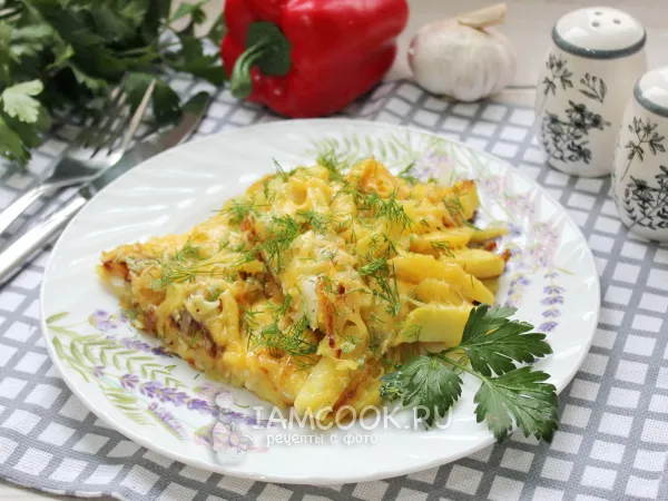 Фото готового блюда: Жареная картошка с яйцами и сыром