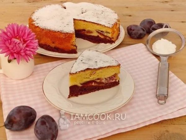 Фото блюда: Двухцветный сливовый пирог