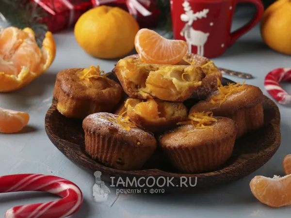 Фото готового блюда: Маффины с мандаринами и тыквой