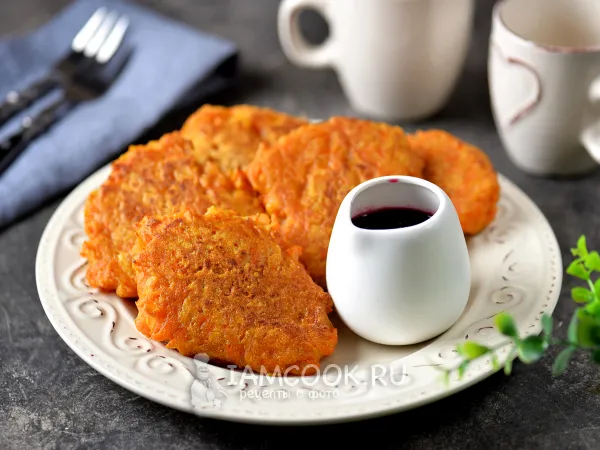 Фото блюда: Постные оладьи из тыквы с манкой