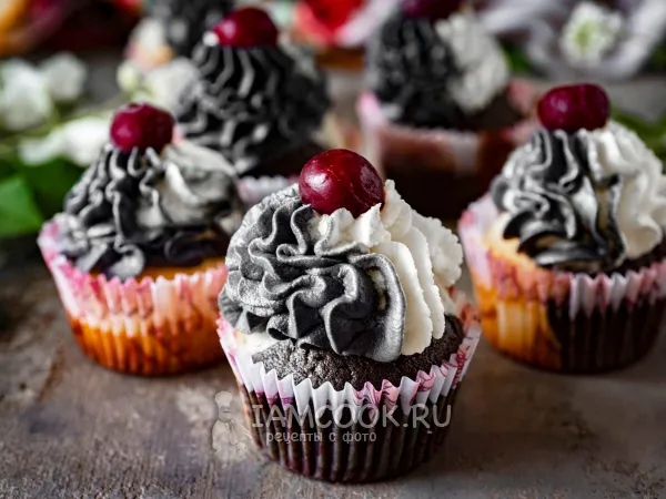 Фото блюда: Черно-белые капкейки