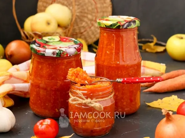 Фото блюда: Аджика с яблоками и морковью на зиму