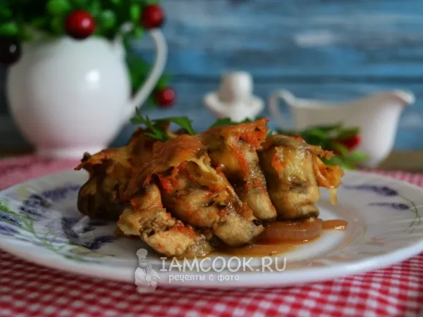 Фото блюда: Баклажаны, запеченные в духовке с помидорами