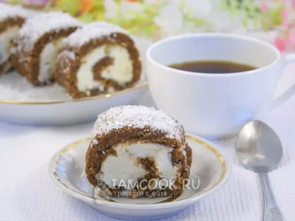 Фото готового блюда: Рулет из печенья без выпечки