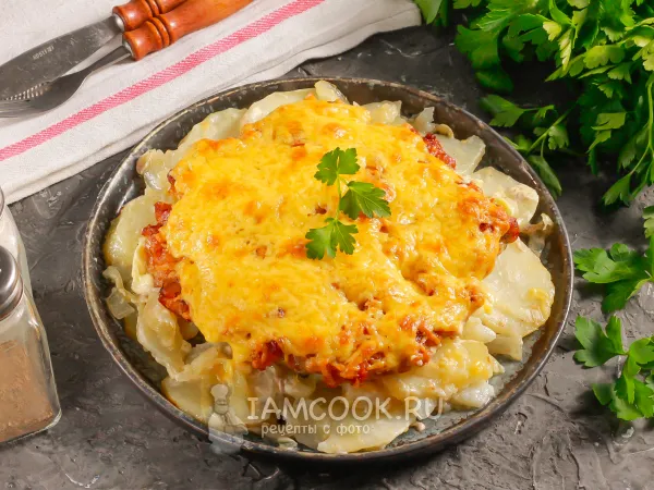 Фото готового блюда: Ленивое мясо по-французски в духовке