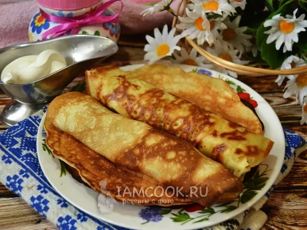 Фото готового блюда: Блины на сметане и воде