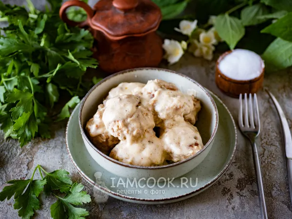 Фото блюда: Фрикадельки в сливочном соусе в мультиварке