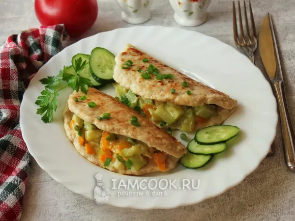 Фото блюда: Кармашки из фарша с овощами (на сковороде)