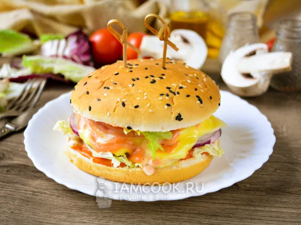 Фото блюда: Бургер с грибами