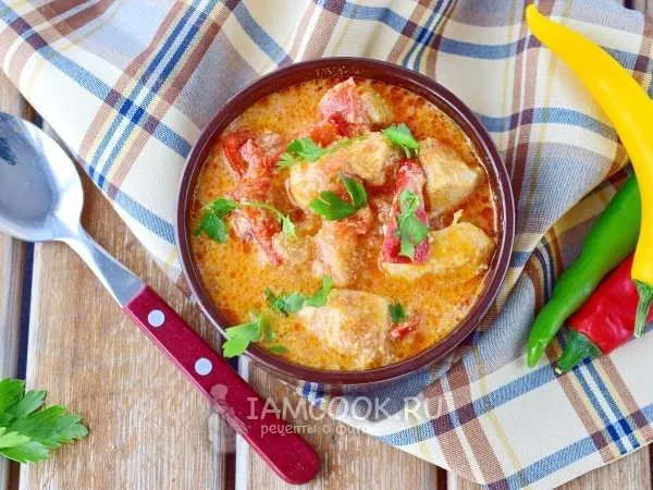 Фото готового блюда: Паприкаш из курицы по-венгерски