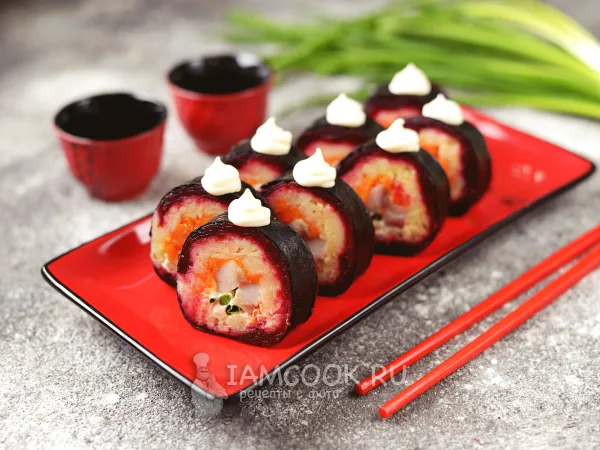 Фото готового блюда: Роллы «Селедка под шубой»