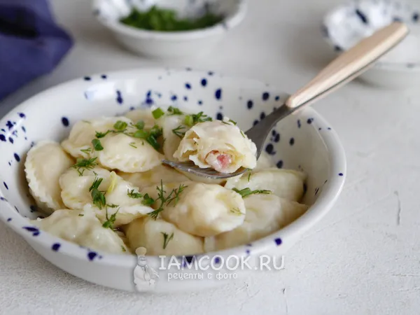 Фото блюда: Вареники со свежей капустой и салом