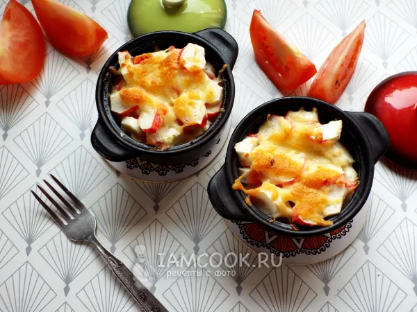 Фото блюда: Крабовые палочки с сыром в духовке