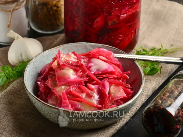 Фото блюда: Капуста со свеклой по-корейски на зиму