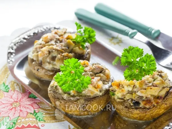 Фото блюда: Шампиньоны, фаршированные креветками