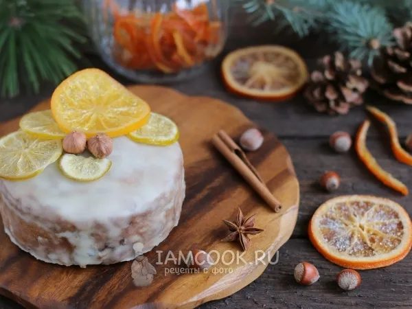 Фото блюда: Рождественский пирог с сухофруктами и орехами