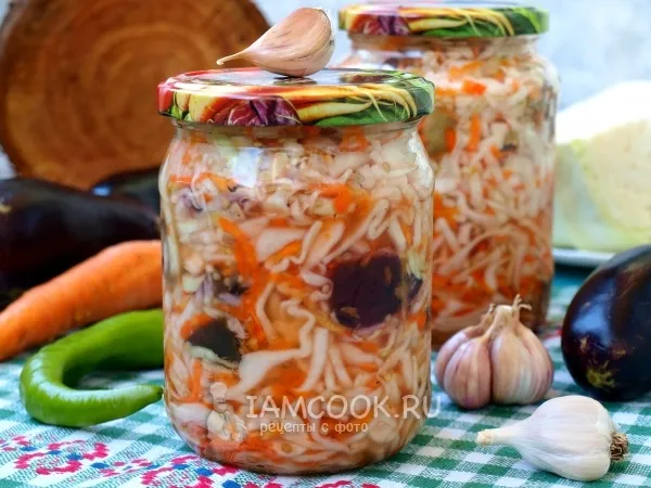 Фото блюда: Баклажаны с капустой на зиму