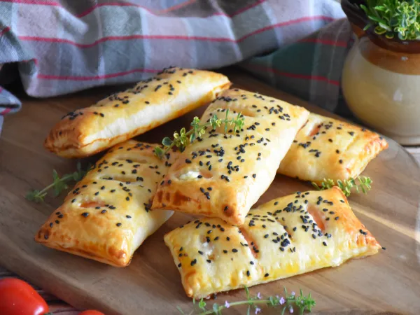 Фото готового блюда: Слойки с семгой (из слоеного теста)