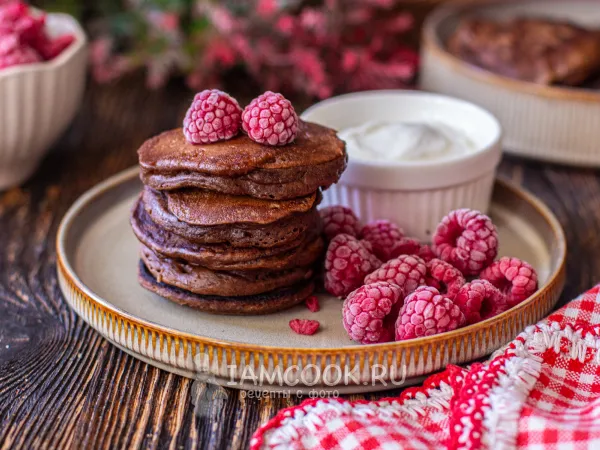 Фото блюда: Шоколадные оладьи на молоке с какао