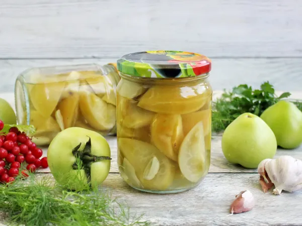 Фото блюда: Зеленые помидоры на зиму (резанные дольками)