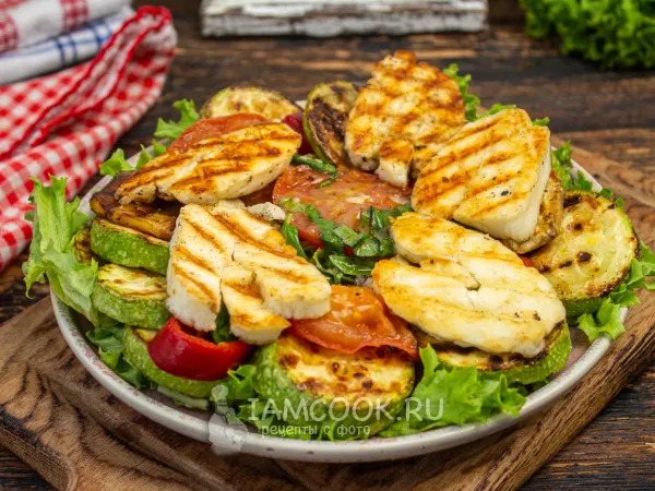 Фото блюда: Салат с халуми и овощами