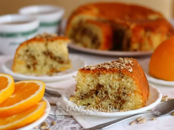 Фото блюда: Апельсиновый кекс с халвой в мультиварке