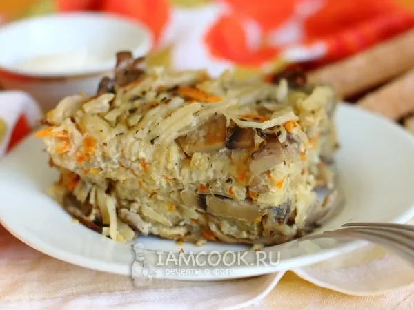 Фото блюда: Картофельная запеканка с грибами в мультиварке