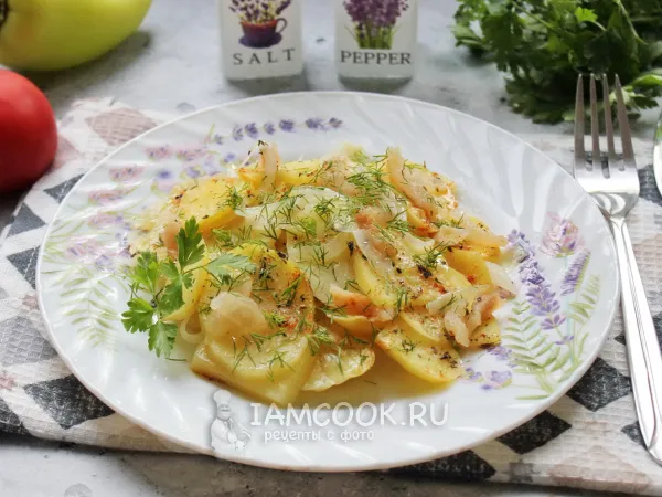 Фото готового блюда: Картошка с салом в микроволновке