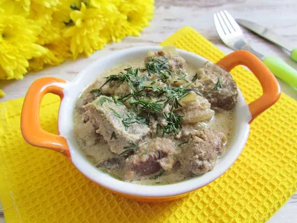 Фото блюда: Говяжья печень тушеная в мультиварке