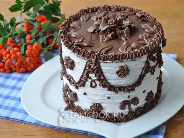 Фото блюда: Чёрно-белый торт-суфле