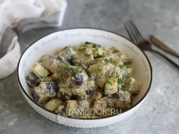 Фото блюда: Кабачки с баклажанами в сметане