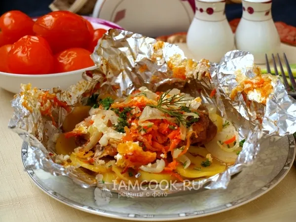 Фото готового блюда: Мясо по-французски в фольге в духовке