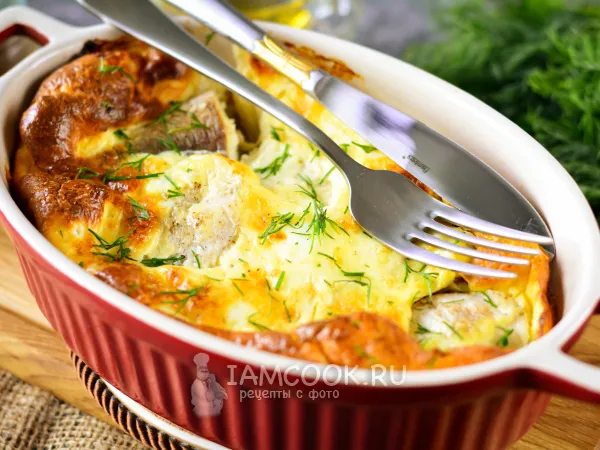 Фото блюда: Минтай в яичной заливке в духовке