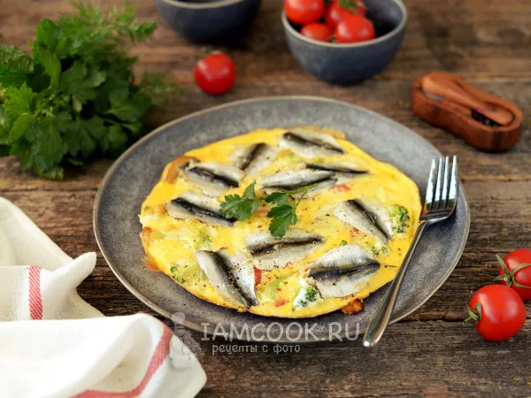 Фото готового блюда: Фриттата со свежей килькой в духовке