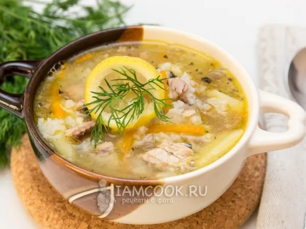 Фото блюда: Суп с консервированной сайрой и рисом
