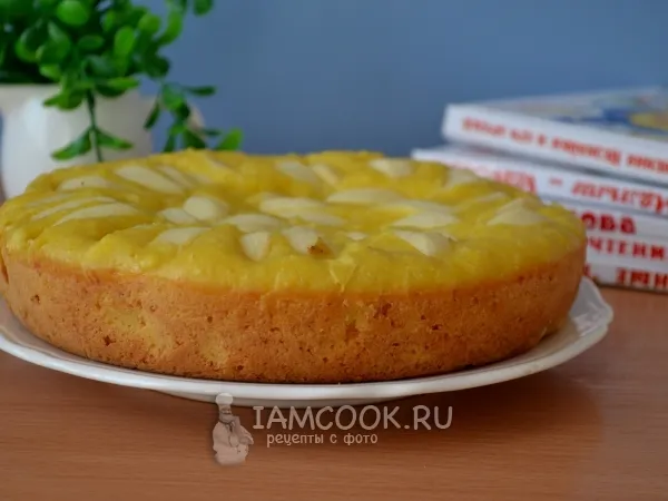 Фото блюда: Пирог с творогом и яблоками в мультиварке