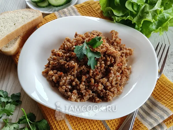 Фото блюда: Гречка с тушенкой в афганском казане