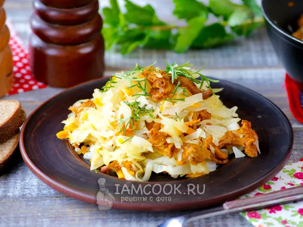 Фото блюда: Тушеная капуста с лисичками