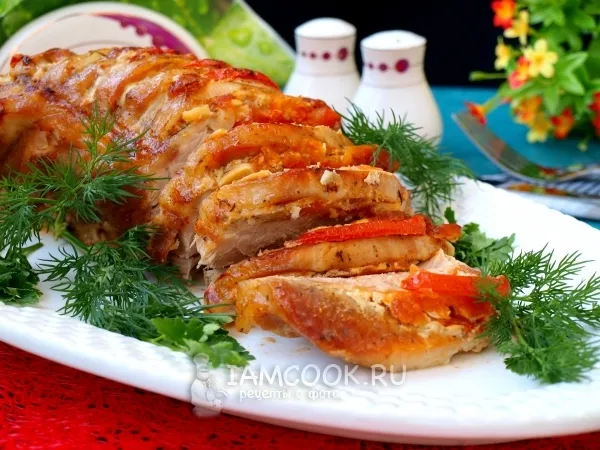 Фото готового блюда: Гармошка из свинины в духовке