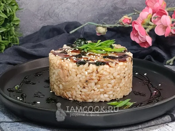 Фото блюда: Рис с соусом унаги и тунцом