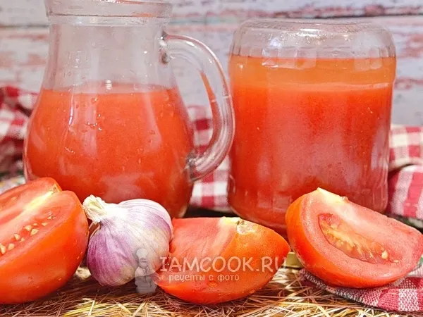 Фото блюда: Томатный сок с чесноком через соковыжималку
