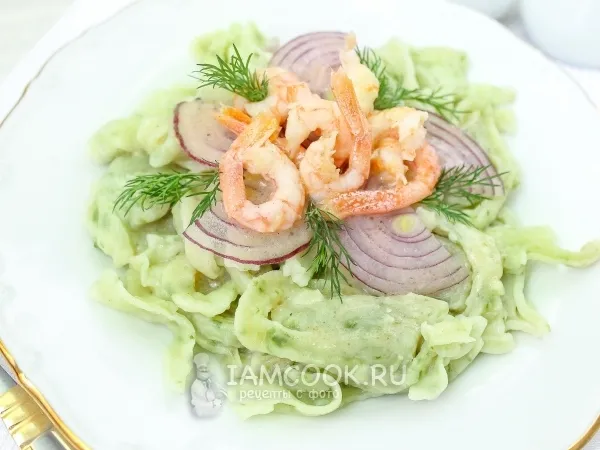 Фото готового блюда: Паста с креветками в сливочном соусе