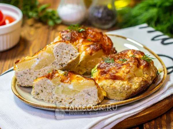 Фото блюда: Куриные гнезда с ананасом и сыром