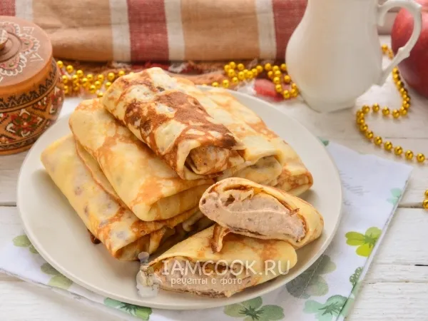 Фото блюда: Блины с творогом и финиками