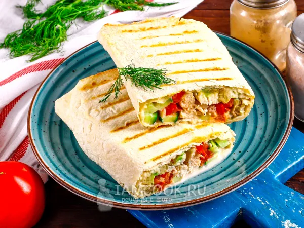 Фото готового блюда: ПП шаурма с курицей